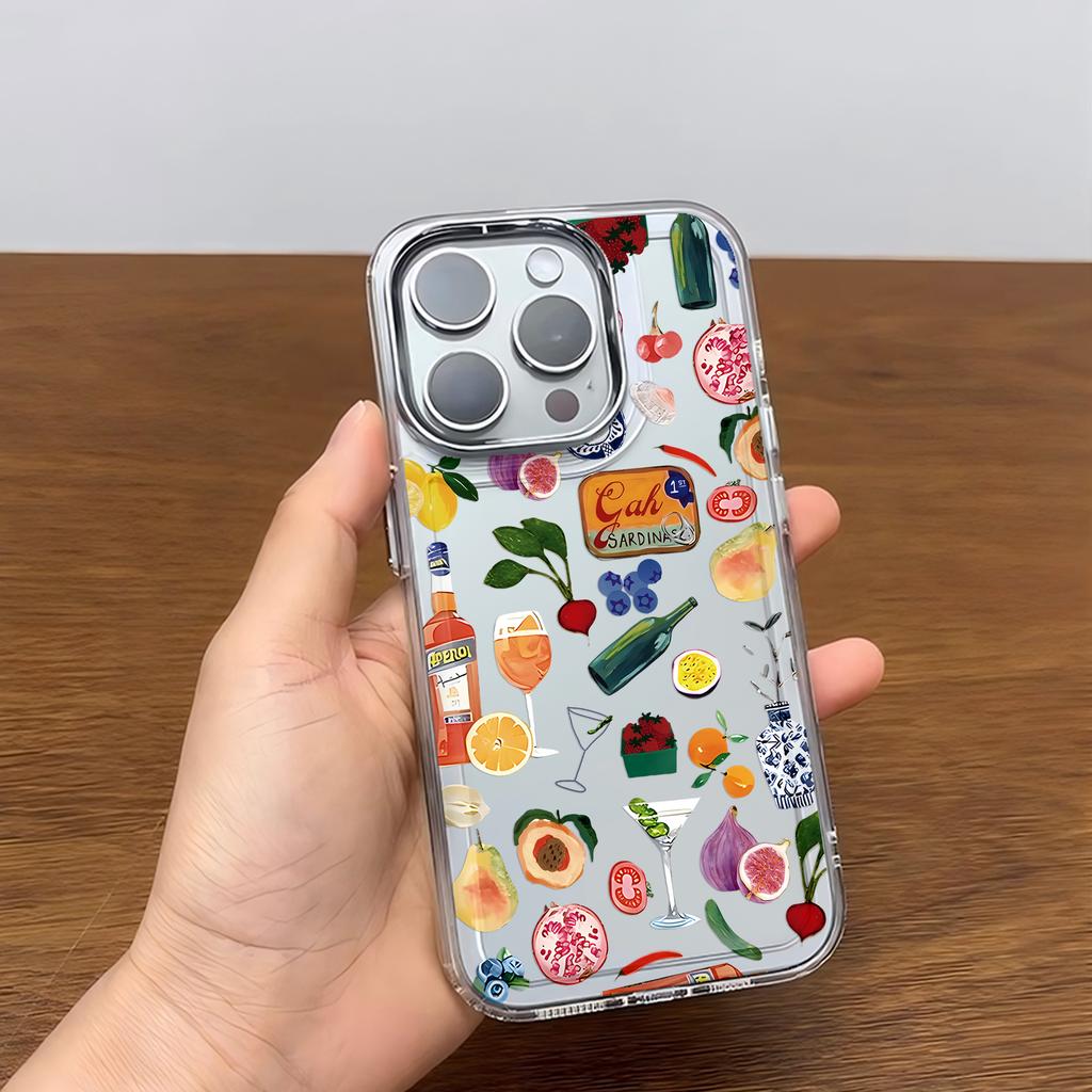 Роскошный Чехол для Телефона с Морским Пейзажем, Вином и Лимоном Для iPhone 17 16e 16 15 14 13 12 11mini Pro Max X XR XSMAX 8 7 Air Plus Мягкая Крышка