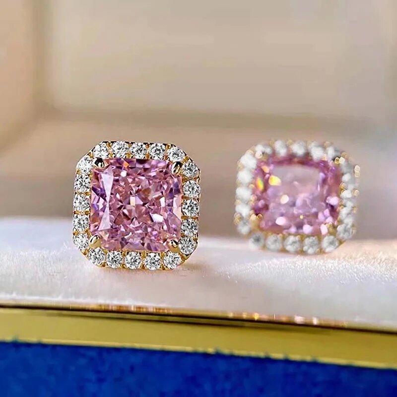 Pink square ring necklace, classic high-end luxury ring necklace set, high-end accessories for dinner parties.