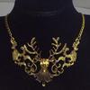 Festive Exaggerated Sika Deer Hollow Metal Necklace