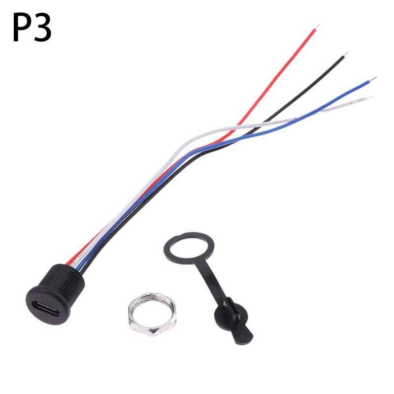 1 шт. USB-разъем Type-C 2/4 контакта с проводом 15 см, водонепроницаемое гнездо, с клеммой PH2.0, фиксирующая пластина, водонепроницаемая USB-розетка