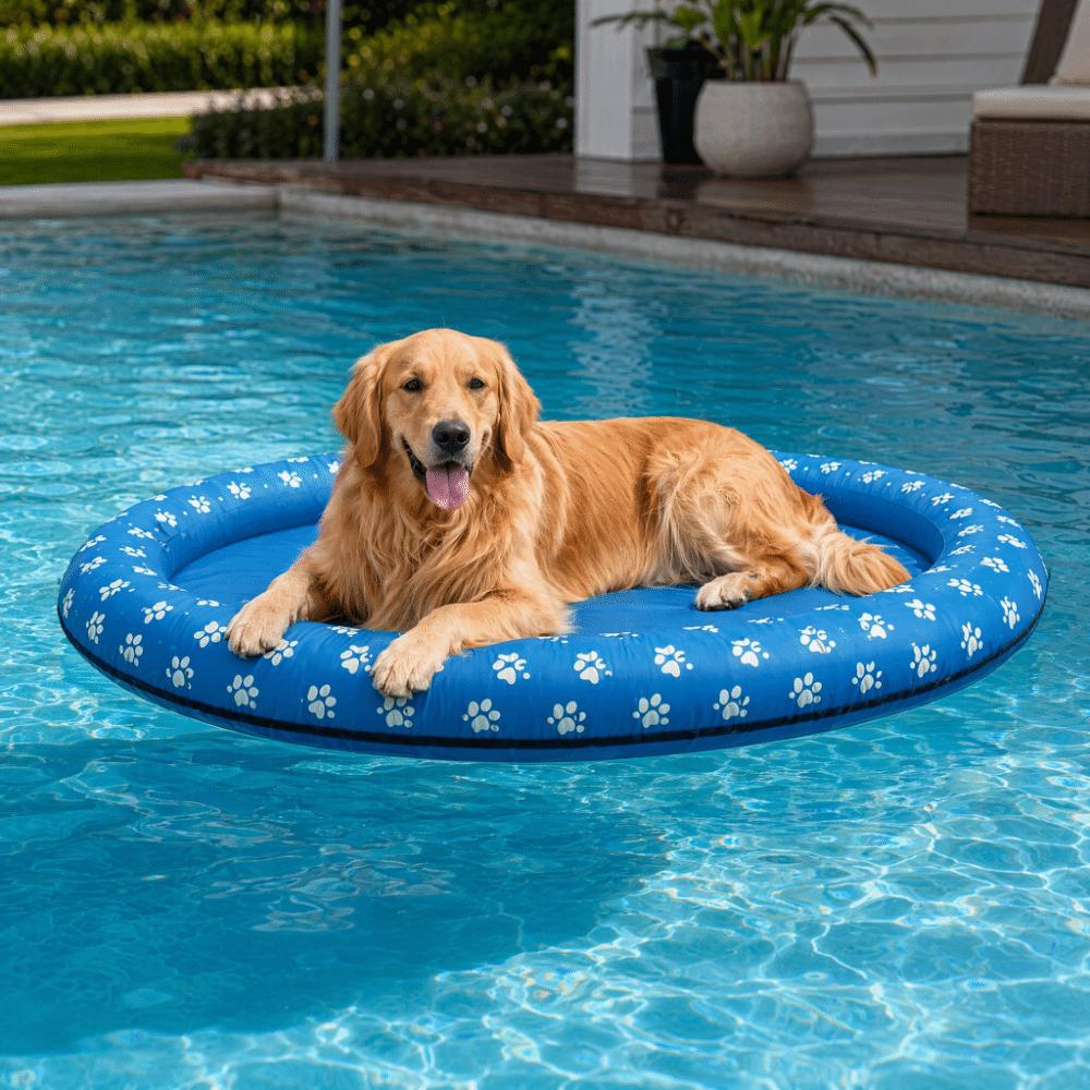 Oval Cushion Shape Pet Floating Raft Flat Center Inflatable Pet Toy Outdoor Water Games