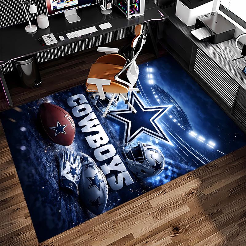 Dallas Cowboys Print Area Rug - Soft, Washable Non-Slip Indoor Mat for Office Chairs, Living Room, Home Office Decorative Rug