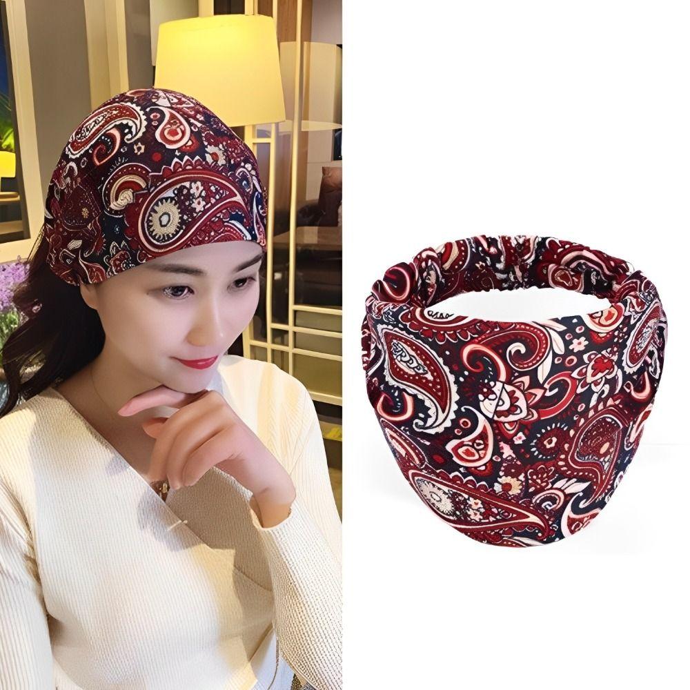 Хлопковая широкая повязка на голову Бохо повязка для волос Стильный головной убор для умывания лица, макияжа, йоги, тренировок