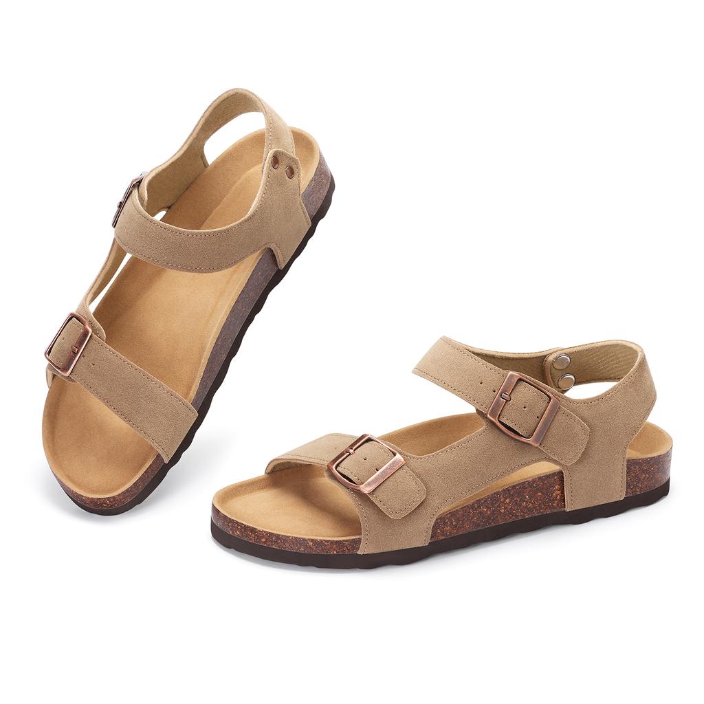 Модные летние женские сандалии Litfun с поддержкой свода стопы, пробковой стелькой, открытым носком, спортивные сандалии, нескользящие, удобные, плоские пляжные шлепанцы