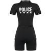 Женский грязный коп полицейский нарядный костюм комбинезон с короткими рукавами на молнии спереди с поясом и сумочкой полицейская форма костюм
