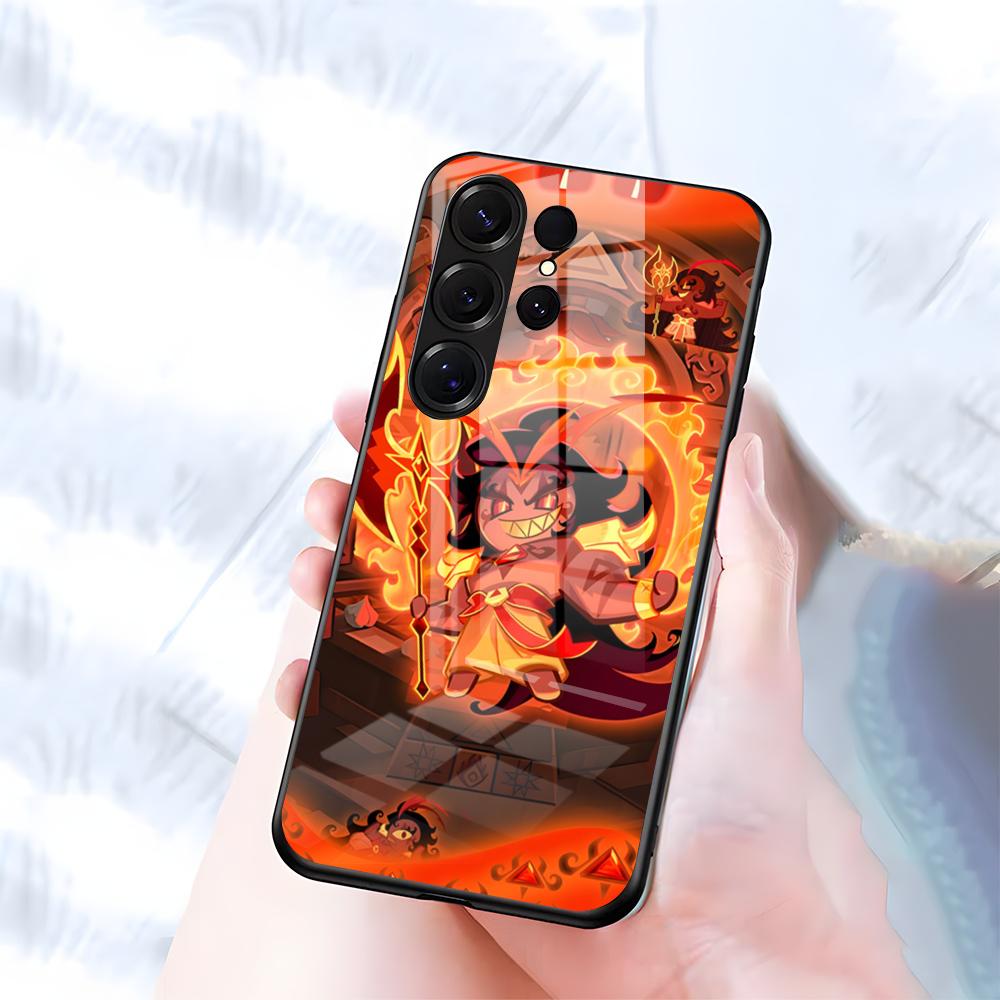 Чехол для телефона C-Cookie Run K-Kingdom Для Samsung S26 S25 S24 FE S23 S22 S21 Plus S20 Ultra Note20Ultra Черная стеклянная крышка
