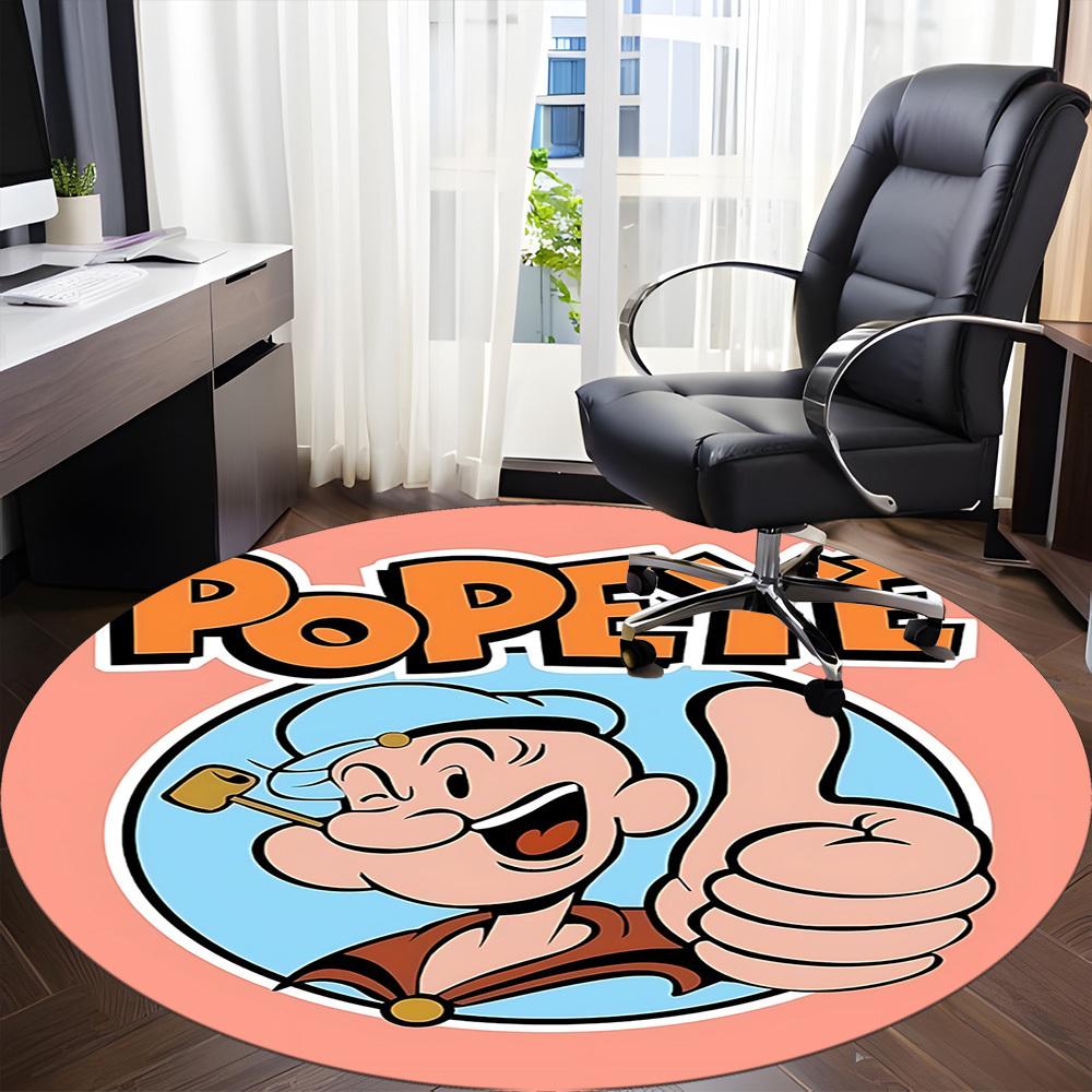 1pc Popeye Logo Office Round Area Rug, Bedroom Living Room Home Decor, Room Deco, Offic a1016064