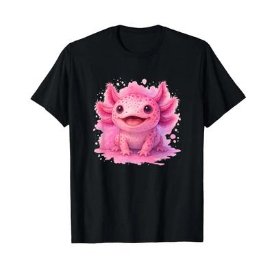 Cute Pink Axolotl Great Animal Motif In Kawaii Style T Shirt Vintage Stretched Designer Clothes Versatile Casual