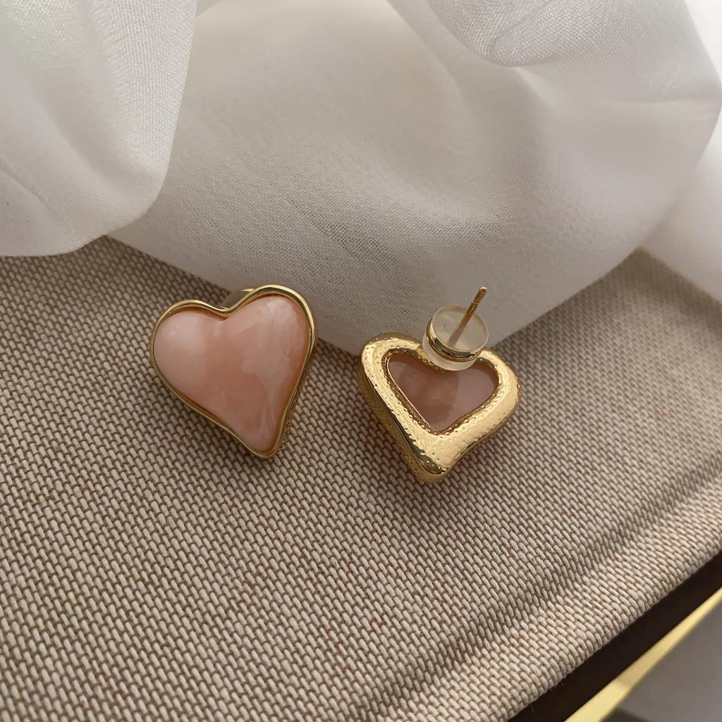 Винтажные серьги-гвоздики из желейной смолы Love, женские, милые и симпатичные, серьги в форме персикового сердца для девушек, серьги в форме персика Niche Design
