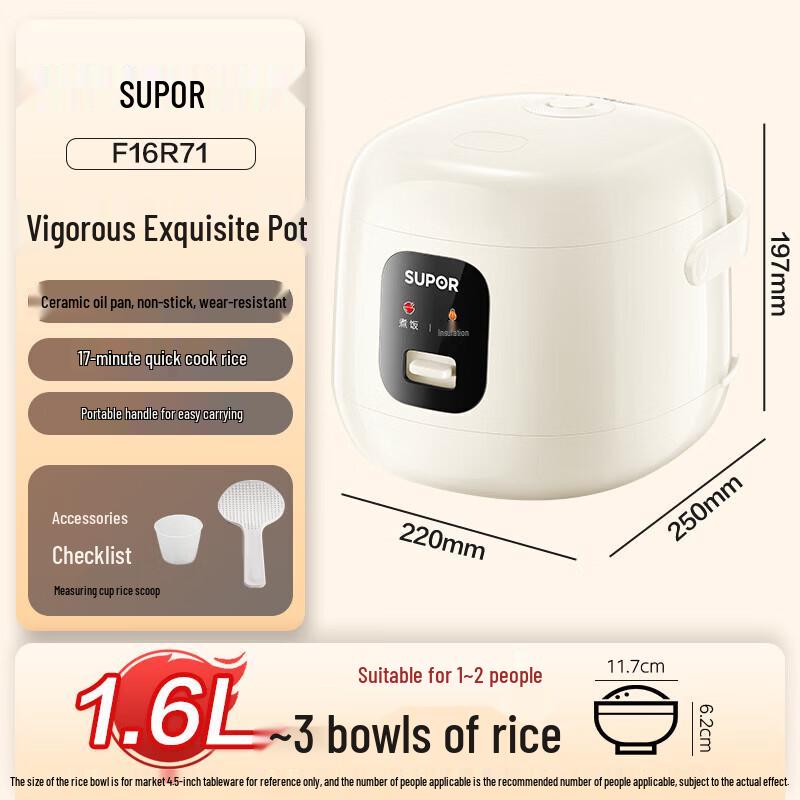 Мини-рисоварка SUPOR 1.6 л, китайская вилка (адаптер в комплекте)
