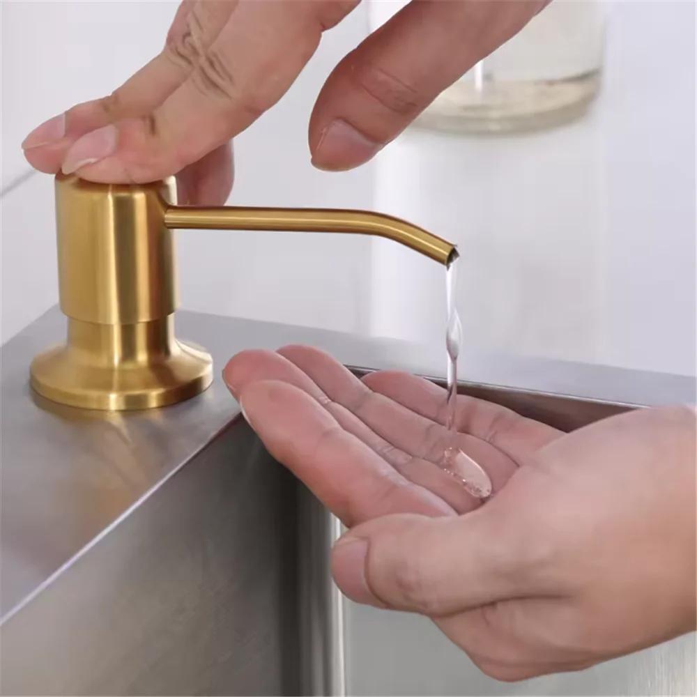 Stainless Steel Kitchen Sink Soap Dispenser Built in Pump Manual Press Detergent Liquid Dispenser with 111cm Tube/111ml Bottle