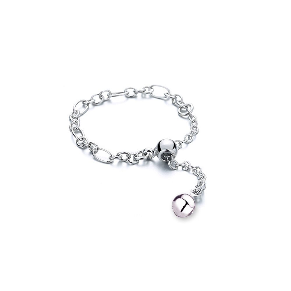 Sweet Trendy Adjustable Chain Bead Punk Women Rings Korean Finger Rings Finger Jewelry Heart