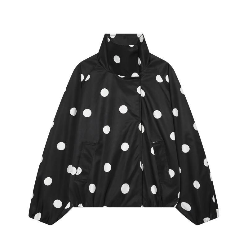 2026 Fall Womens Street Fashion Polka Dot Bomber Jacket W103