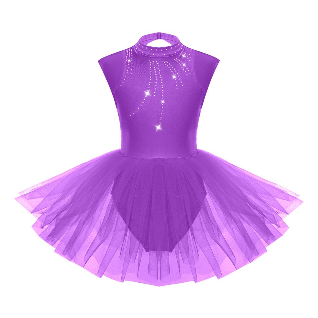 Ballet Leotards for Girls Toddler Leotard with Tutu Skirt Dance Tutu Dress Shiny Rhinestones Performance Dresses