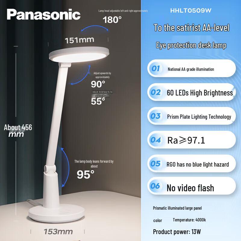Panasonic AA-Grade LED Eye-Protection Desk Lamp