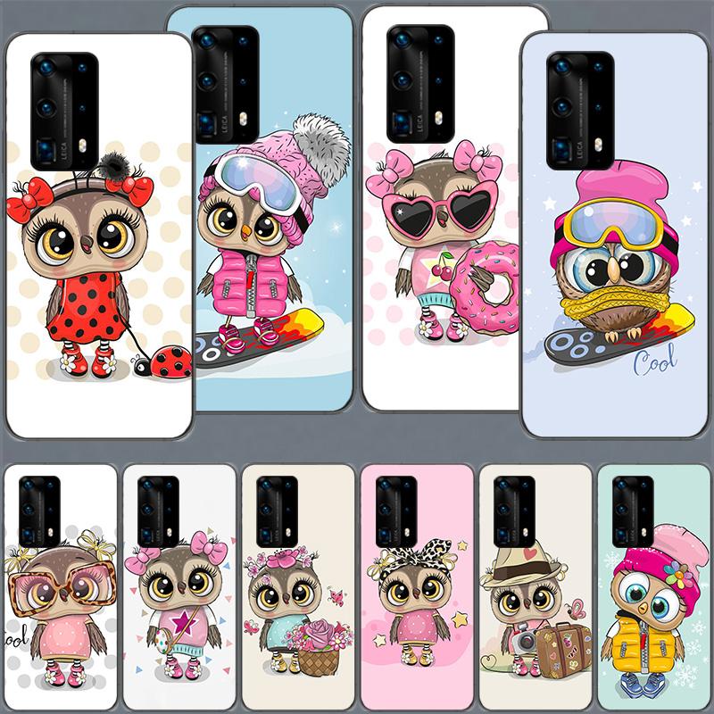 New Cute Owl Hearts Lover Christmas Phone Case For Huawei Mate 40 30 20 Pro 10 Pro Huawei P50 P40 P30 Lite P20 P10 Lite Cover