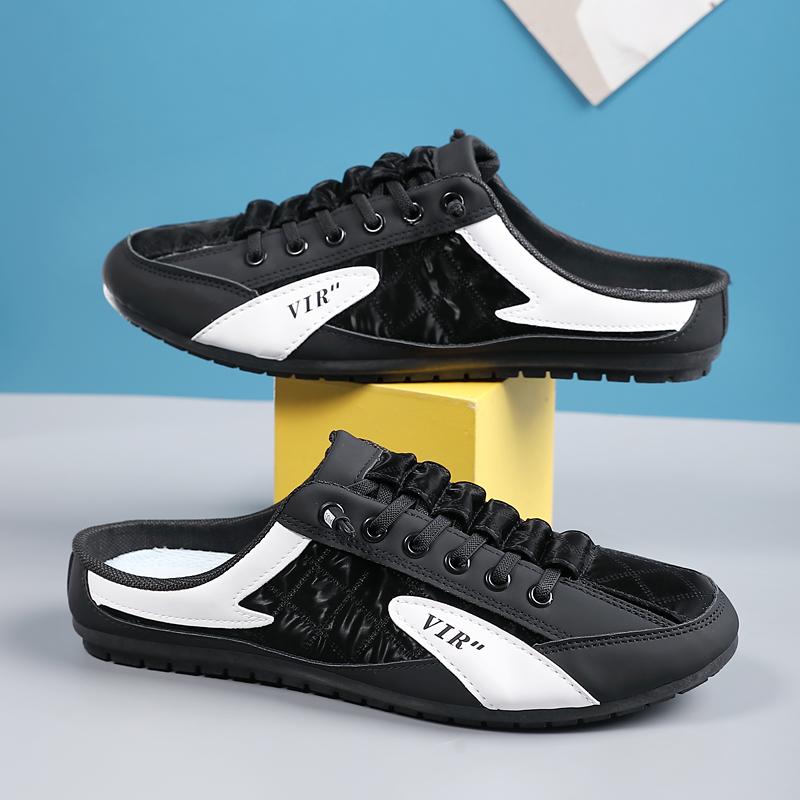 Модные трендовые полушлепанцы, повседневные туфли на плоской подошве для мужчин, классические летние шлепанцы, мужские балетки, лаконичные мужские кроссовки, слипоны, мужские шлепанцы