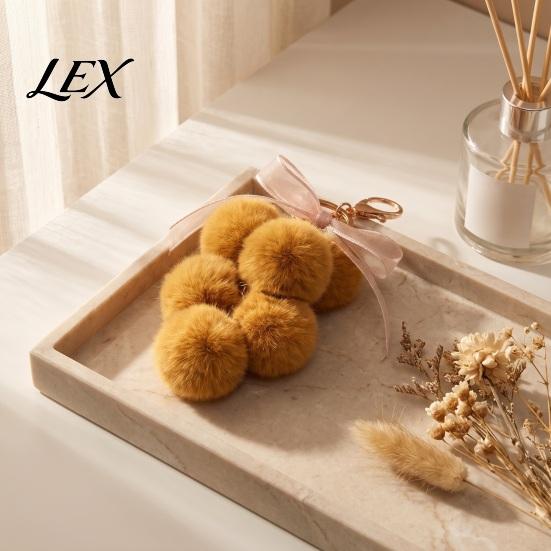 Grape Plushie Charm Plush Keychain for Handbags, Fuzzy Cluster Bag with Decorative Pendant Bow, Fluffy Ball Keyring Backpacks and Purses