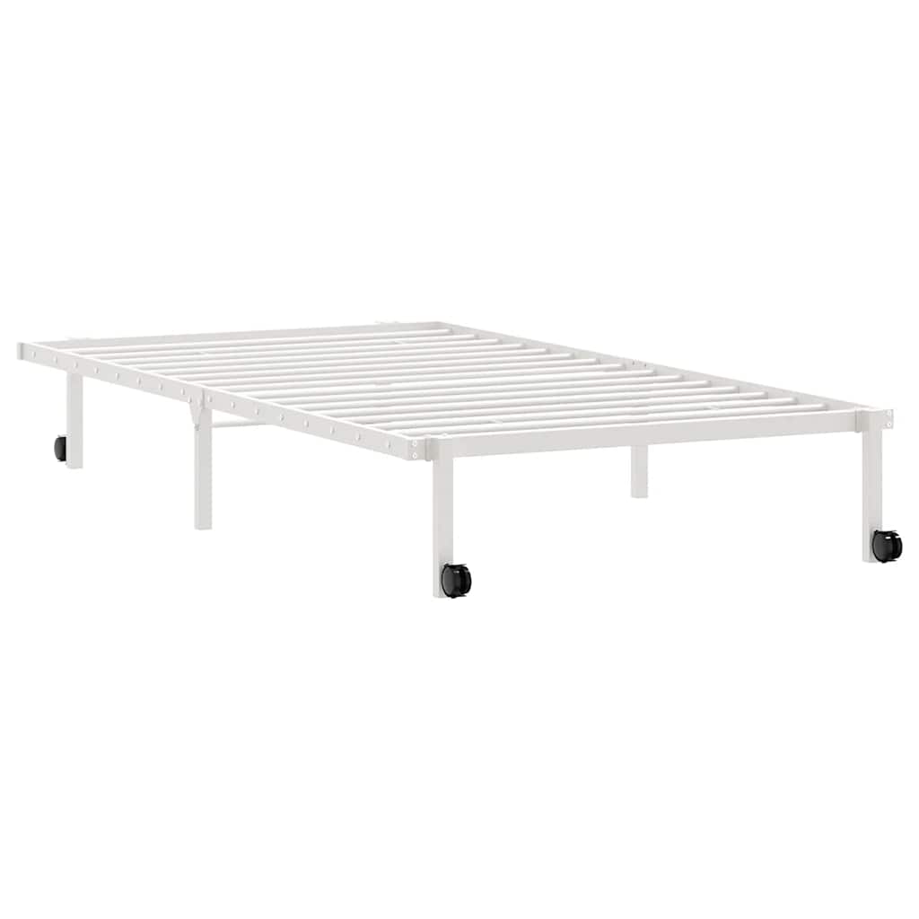 Rama Łóżka Bez Materaca Składana Biała 107X203 Cm Stalowa