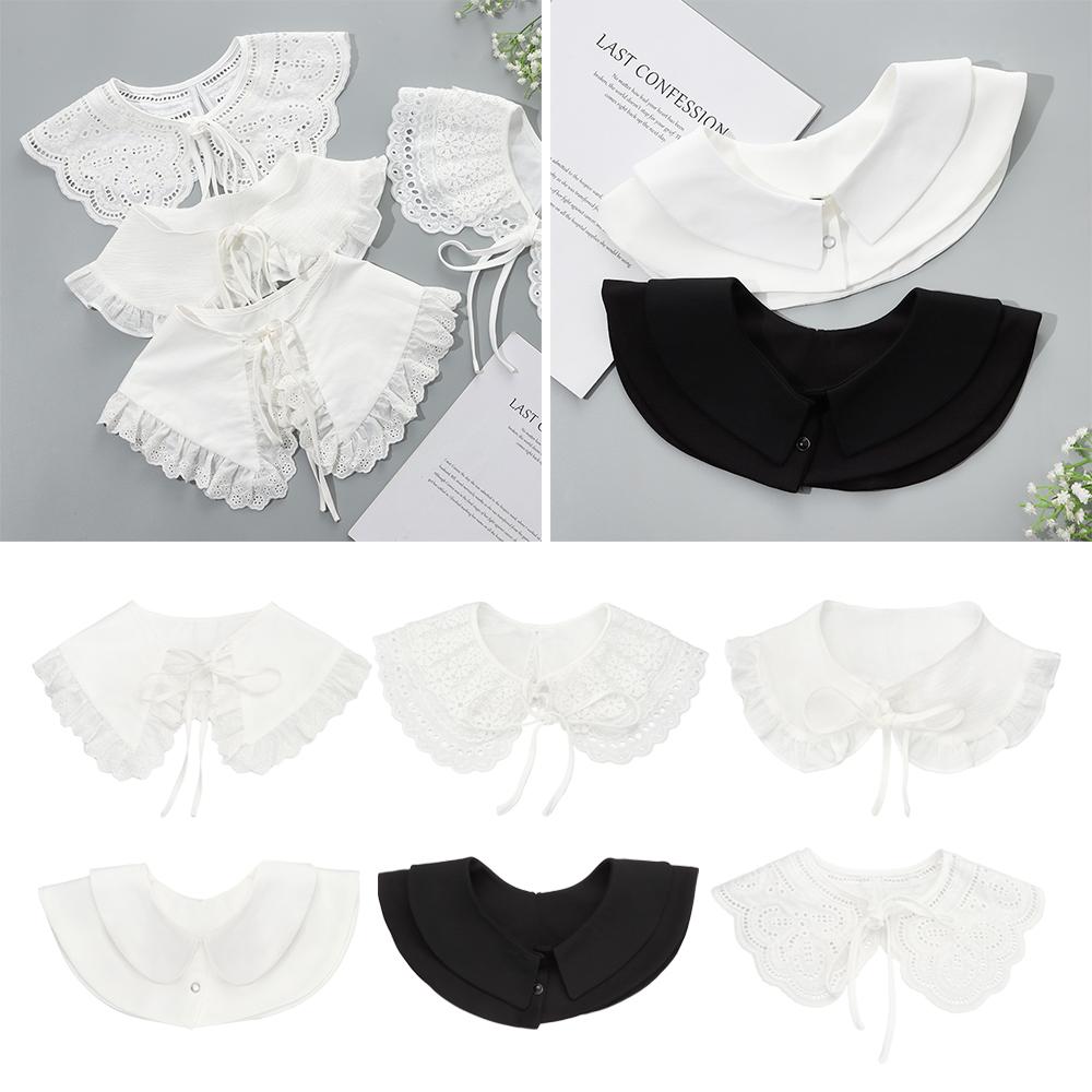 Floral Lace Vintage Clothes Accessories Shirt False Tie Shawl Lapel Blouse Top Fake Collar