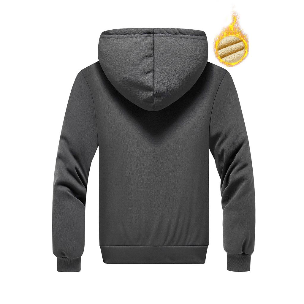 Мужская толстовка с капюшоном из стриженого флиса, зимняя теплая утолщенная флисовая подкладка, повседневная куртка-кардиган