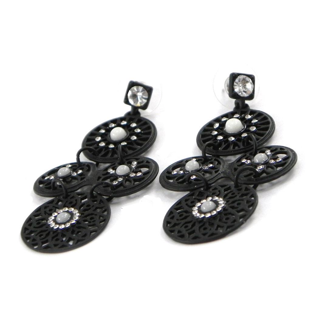 NOA [H8935] - Дизайнерские серьги «Кармен» черно-белые