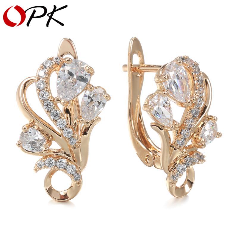 Kinel Блестящие серьги-подвески в виде цветка из натурального циркона, ювелирные изделия из розового золота