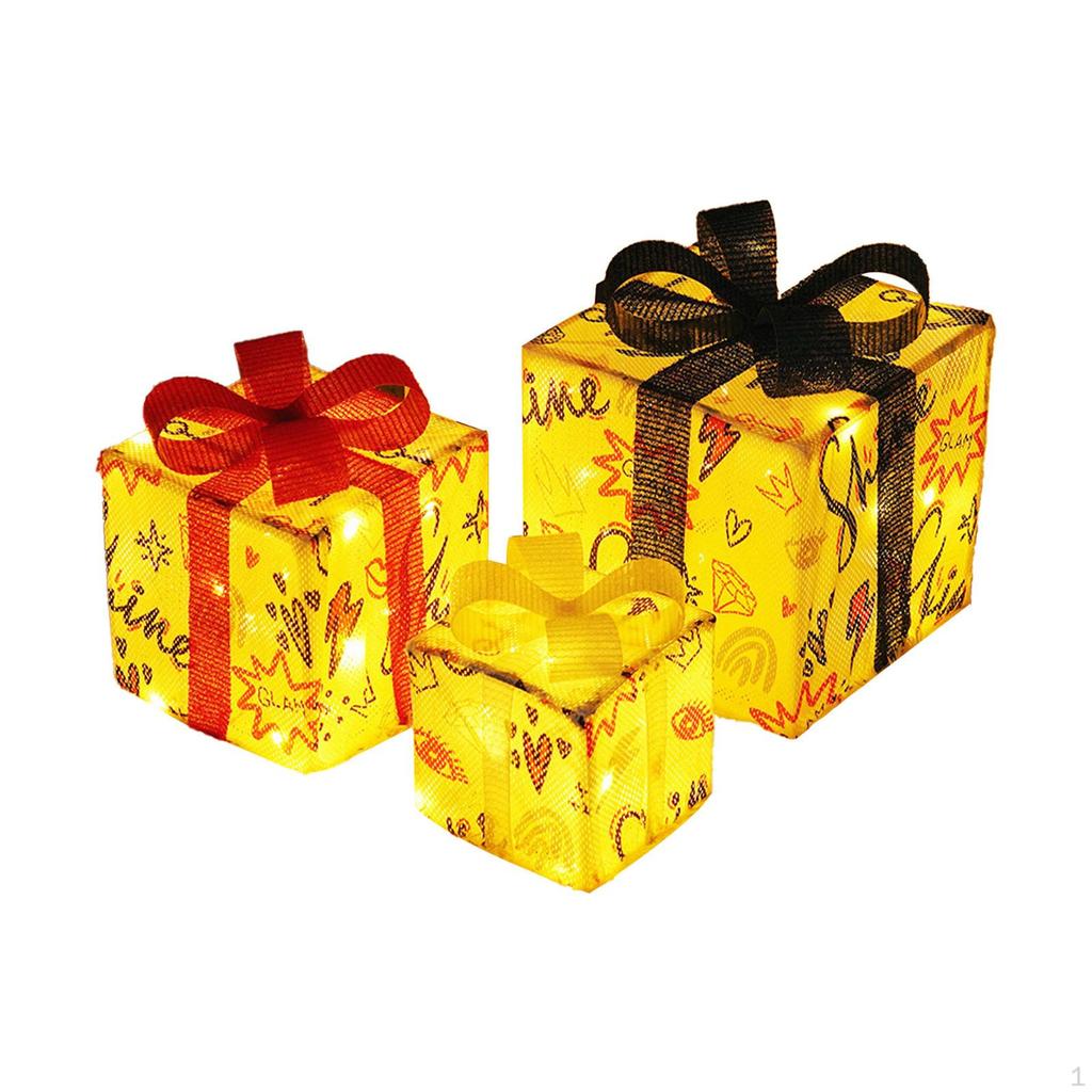 3 Pack Christmas Light Boxes, Luminous Gift Scene Layout Decoration for Party,
