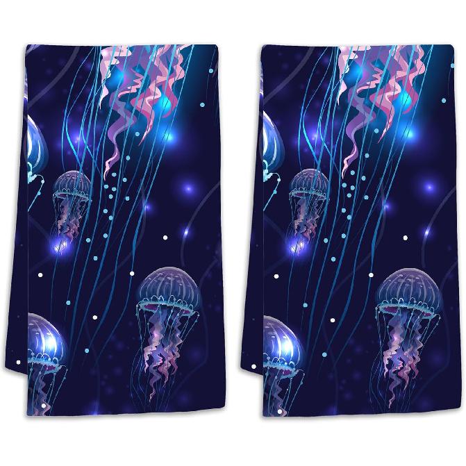Cow Kitchen Towels Set of 2 Highland Cow Fingertip Towels Soft Kitchen Dish Towel for Bathroom Spa Decor Laundry Room