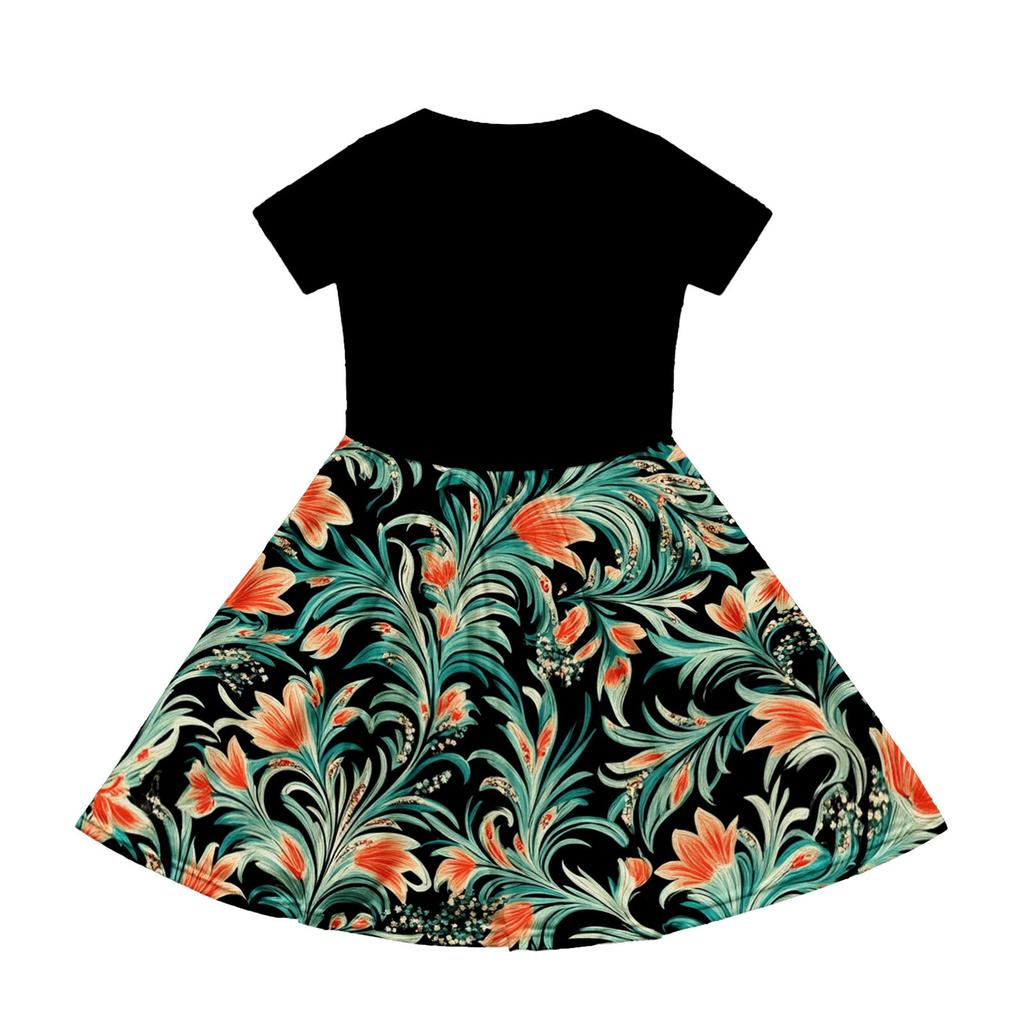 Летнее платье для девочек, однотонное платье без рукавов с принтом и карманом, повседневное платье, вечернее платье с короткими рукавами