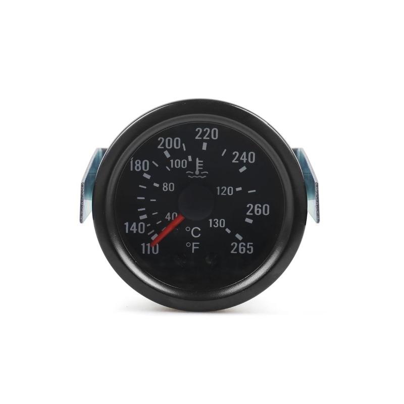 2" 52mm 12V Pointer Mechanical Water Temperature Temp Gauge 40-130℃,110-265℉,Yellow Light Car Meter with Sensor NPT 1/2, 1.8m Wire Length