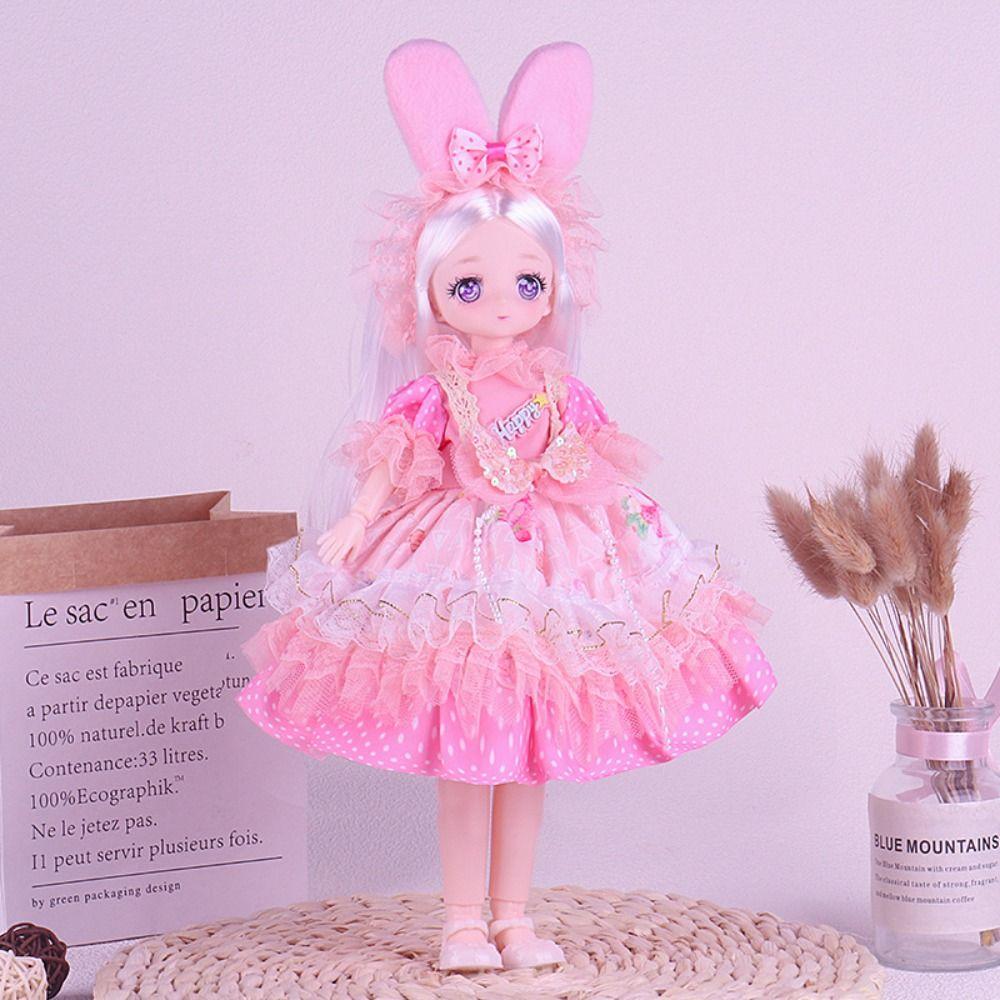 Multiple Movable 30cm Bjd Doll Toy Attractive Eyes Lace Princess Doll  Kids