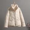 2024 зима новый литературный высококлассный легкий и тонкий пуховик женский короткий воротник-стойка пух белой утки маленькое свободное пальто