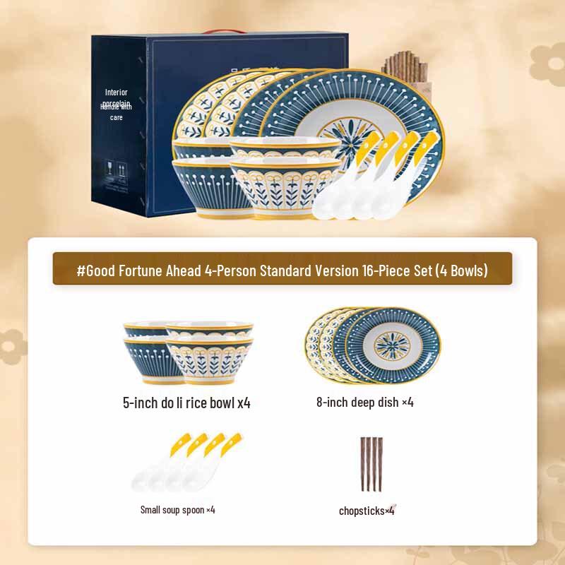 KANGMO 16-Piece Ceramic Dinnerware Set