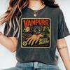 Винтажная футболка "Vampurr Bites Again", Хэллоуинская графическая футболка с кошкой-вампиром, Забавная ретро-пугающая футболка Comfort Colors, Подарок любителю кошек