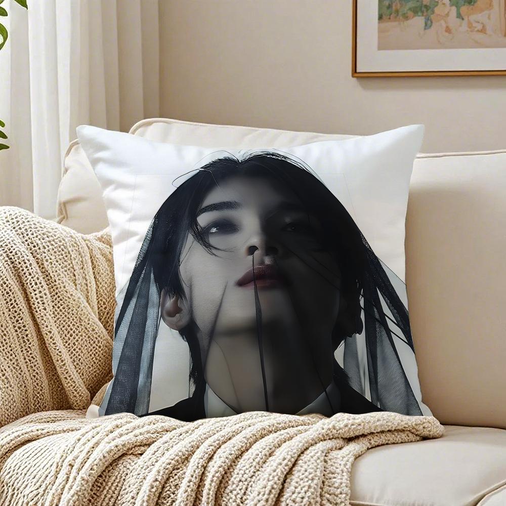 Popular Kpop Idol WWonwooS Cushion Cover Linen Pillowcase Soft  for Sofa Bed Home Room Decor