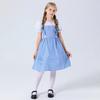 Girl's Blue Gingham Dress Kansas Girl Halloween Fancy Party Dress-up Costume Fairytale Musical Movie Character Cosplay Outfit for Kids