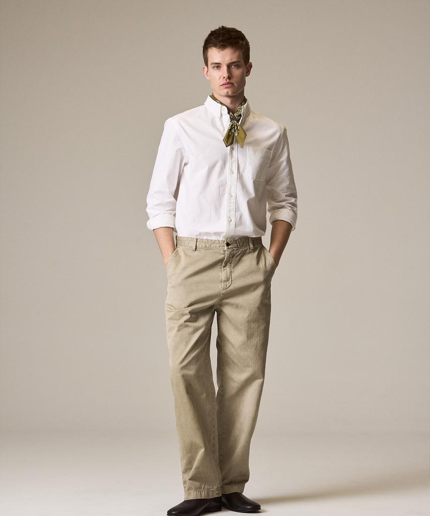 Laijeuaenbillou Окрашенные garment-dyed 302St Hbt Хлопковые брюки Оливковый