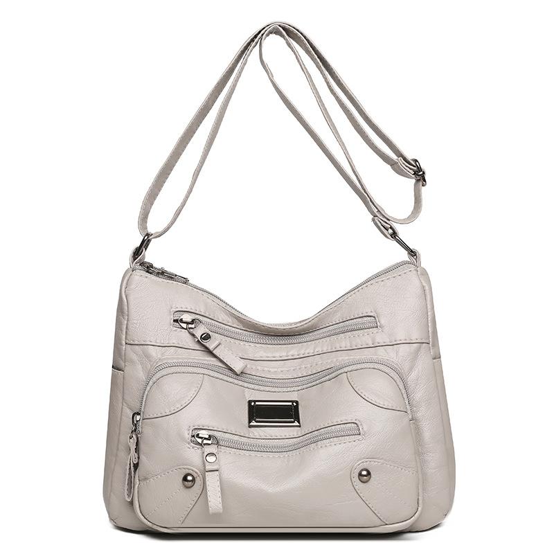 Сумка-мессенджер для женщин среднего и пожилого возраста, женская однотонная сумка из мягкой кожи с несколькими карманами