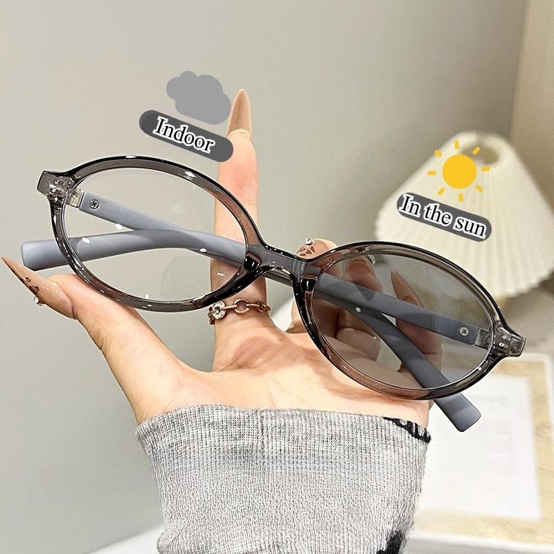 Ретро Овальная Оправа Фотохромные Очки для Чтения Женские Плюс Диоптрии Очки Мода Анти-синий Свет Рецептурные Солнцезащитные Очки