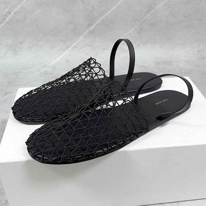 Модный тренд, сетчатые сандалии на плоской подошве для женщин 2024 года, фирменный дизайн, плетеные ажурные дышащие женские тапочки-слайды в римском стиле, летние туфли-мюли
