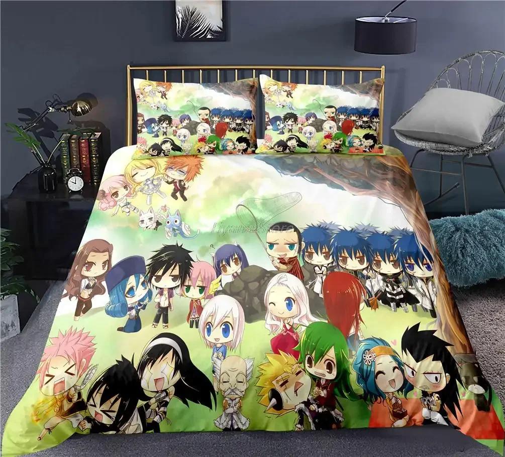 Комплект постельного белья «Fairy Tail», односпальный, полный, Queen King Size, Kawaii, комплект постельного белья в стиле аниме для взрослых, детский комплект пододеяльников для спальни, 3D принт 012