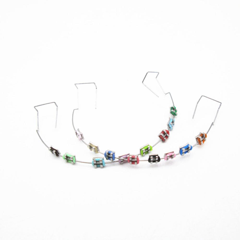 1 pair Colorful Orthodontic Ligature Ties with Metal Wires Metal Bracket Teeth