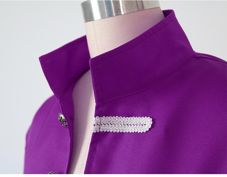 2024 European & American Men's Solid Color Steampunk Overcoat with Stand-Up Collar