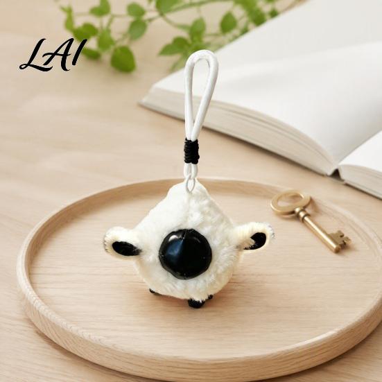 Woven Bracelet Ornament Plush Animal Keychain Soft Stuffed Pendant with Braided Cord Round Cute Collectible Accessory Bunny Sheep Charm for