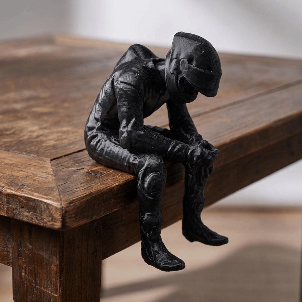 3D Printed Motorcycle Rider Figurine Plastic Sitting Biker Art Statue Gaming Room