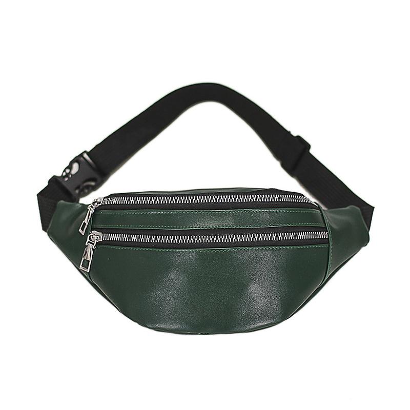 High Fashion Ladies Fashion Leather Belt Zipper Large Capacity Waist Bag Sports Shoulder Bag
