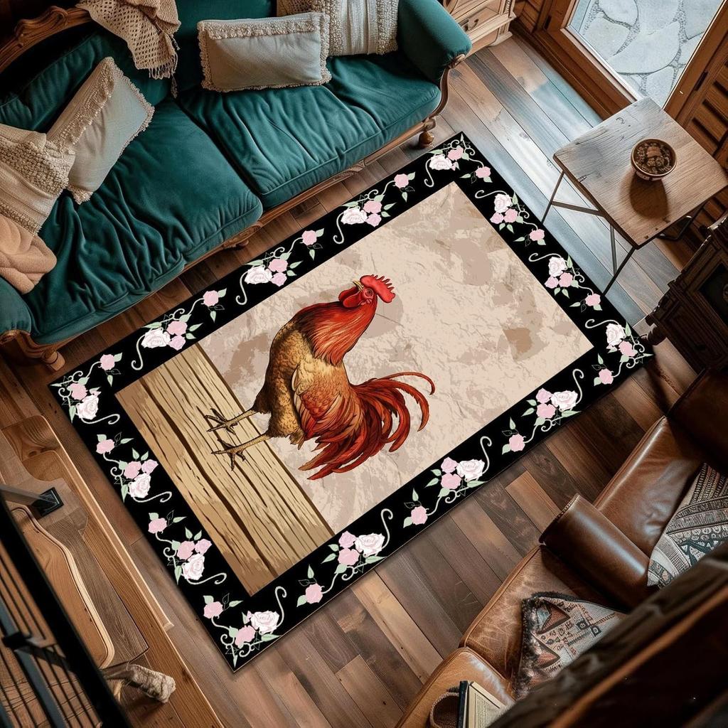 Деревенский ковер с петухом, ковер для гостиной, нескользящий, деревенский ковер, современный ковер с курицей, коврик с петухом, мягкие ковры для домашнего декора в стиле фермерского дома