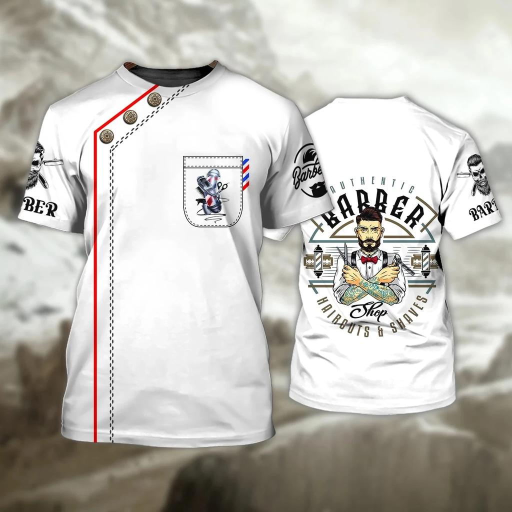 Hot Barbershop Men's T-shirt Top 3D Printing Short Sleeve Pullover Men's Summer Fashion Cool T-shirt