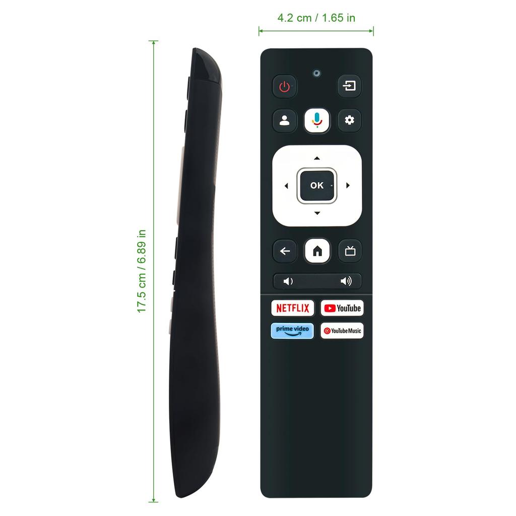 Пульт дистанционного управления PerFascin Substitute подходит для телевизоров без тюнера FPD, тип 32 В, тип 40 В, FHD, Google TV, безрамочный ЖК-телевизор, поддержка голосового поиска CG32-P2 CG43-P2